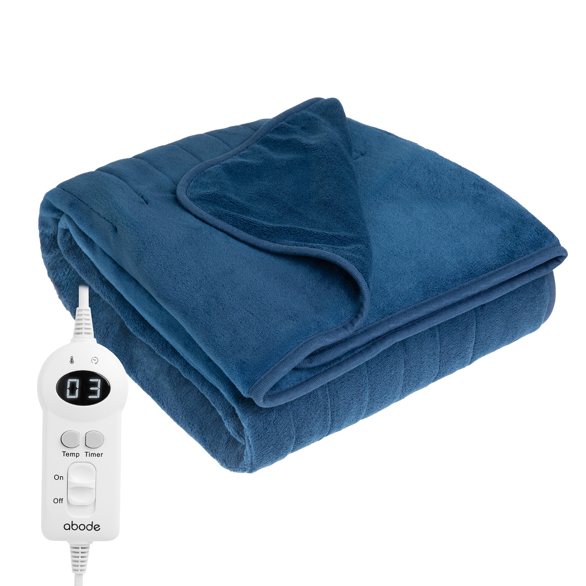 Abode Electric Blanket Heated Throw Blue Microfleece with 9 Heat Settings AHT1001BLU