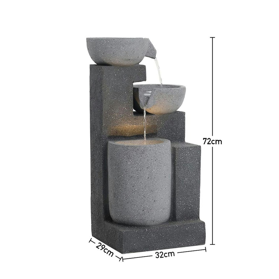 image 1 of Living and Home Water Fountain Rockery 3-Tier Solar Powered