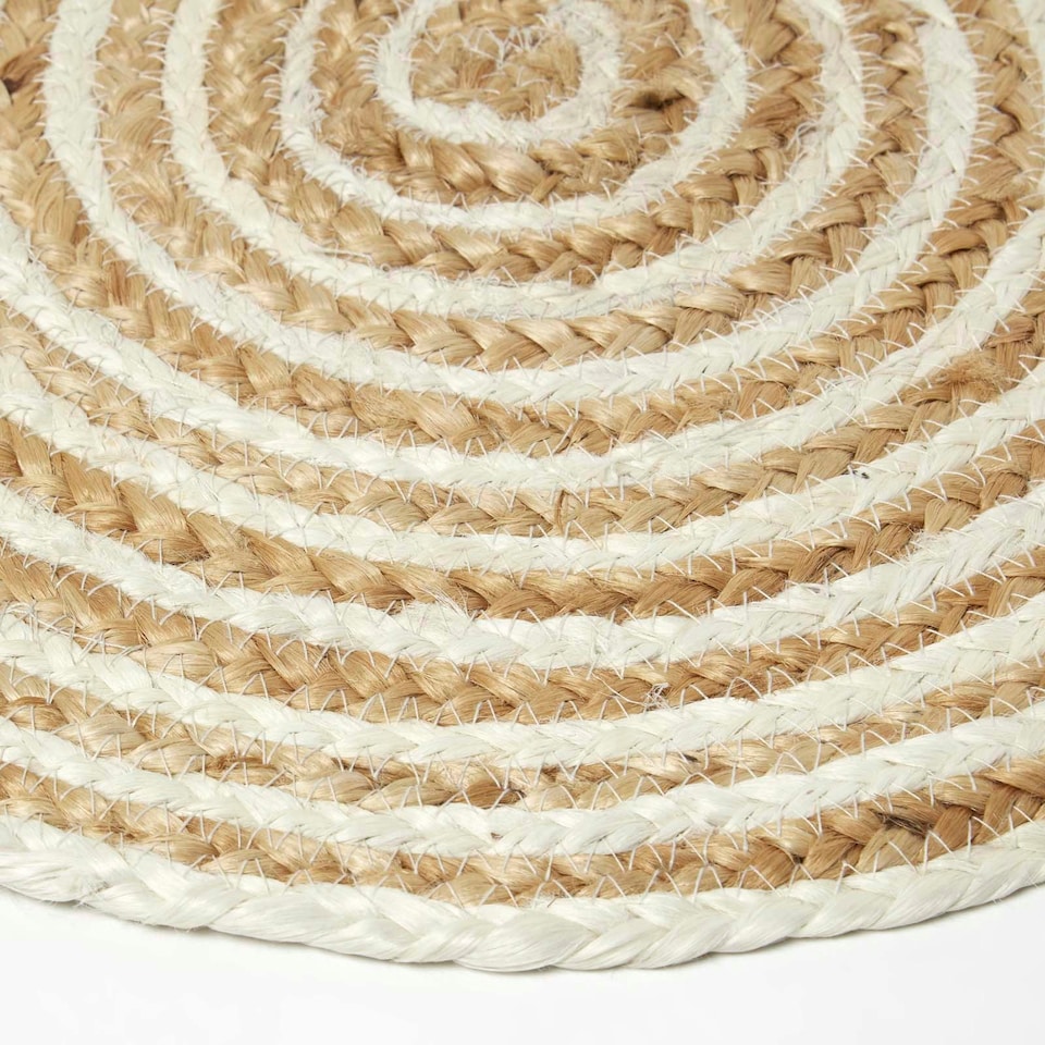 image 1 of Homescapes Natural & Cream Spiral Jute Handwoven Round Placemats Set of 4