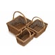 image 2 of Set of 3 Rectangular Unpeeled Willow Shopping Basket Brown | Brown