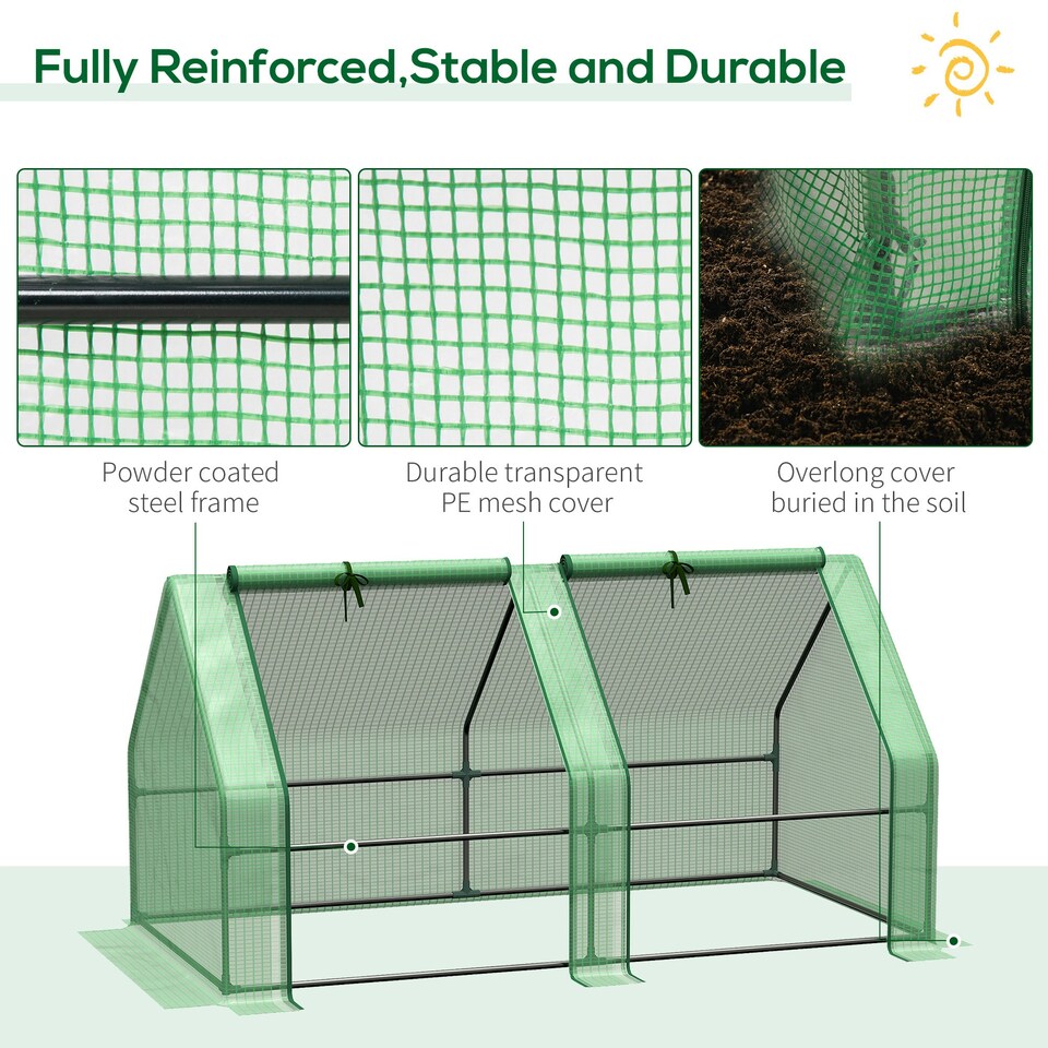 image 1 of Outsunny Mini Small Greenhouse with Steel Frame & PE Cover & Window