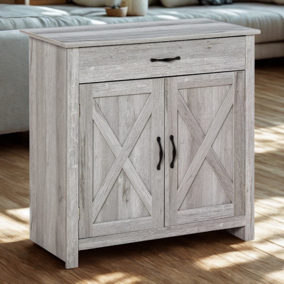 image 1 of Industrial Multipurpose Sideboard Buffet Cabinet With Drawer Grey