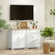 image 8 of HOMCOM Rubber Wood Top Kitchen Cupboard Side Cabinet Island w/Adjustable Shelf
