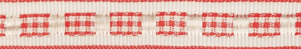 Berisfords Red 12mm Gingham Ruffle Ribbon for Dressmaking - per metre