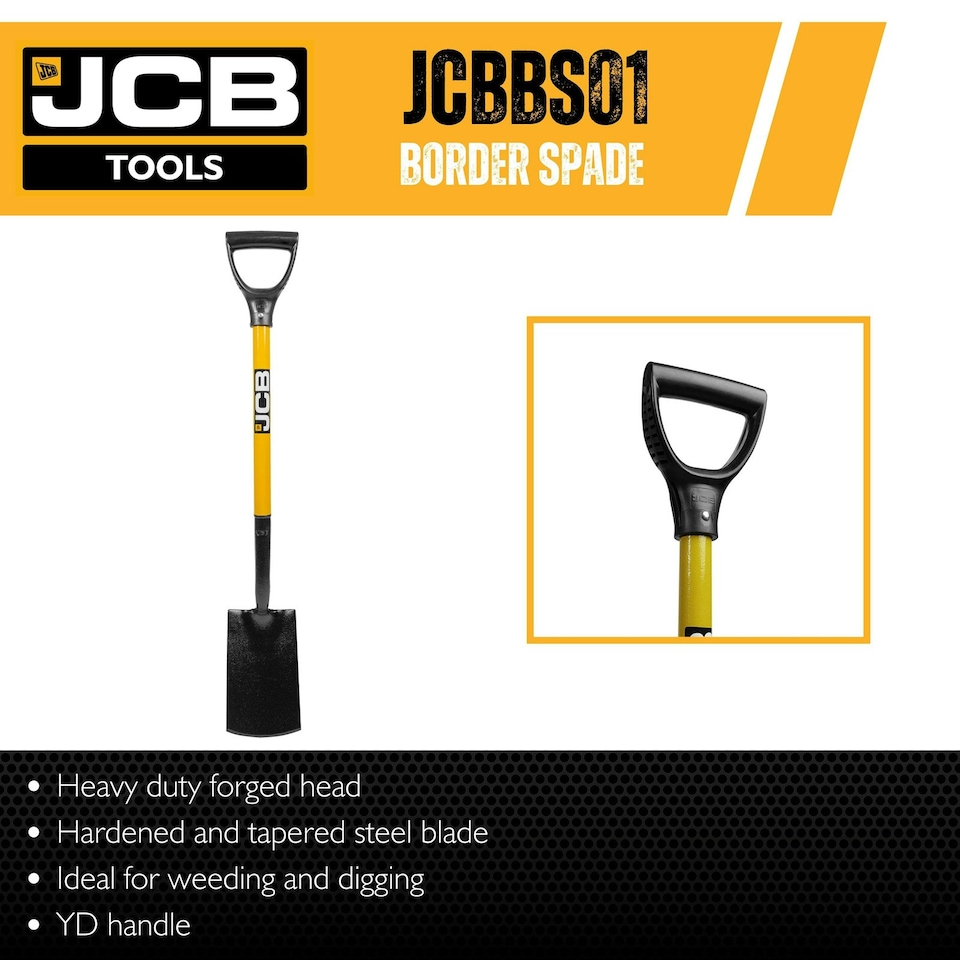 image 1 of JCB Professional Garden Border Spade, Carbon Steel Blade, Heavy-duty Contractor Tool JCBBS01