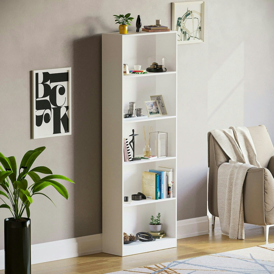 image 1 of Vida Designs Cambridge 5 Tier Extra Large Bookcase Display Storage, White