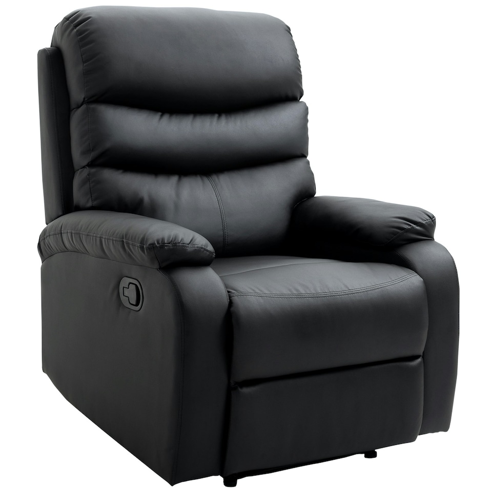 image 1 of HOMCOM Manual Recliner Chair for Living Room w/ Footrest Black
