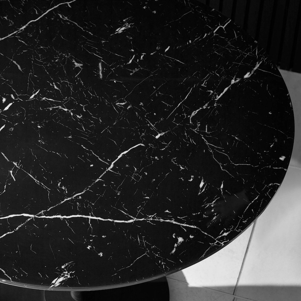 image 1 of Luca Round Pedestal 4 Seater Dining Table - Black Marble Effect
