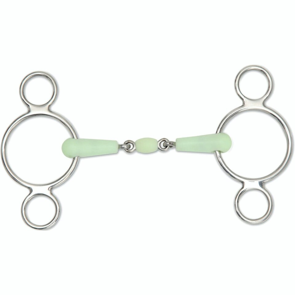 Shires Equikind Peanut Horse 2 Ring Gag Bit - Pale Green - 5in