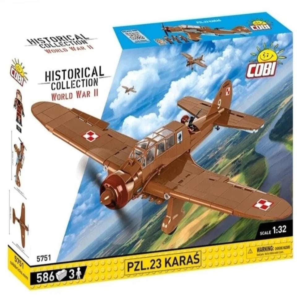image 1 of PZL.23 Karas brick plane model - COBI 5751- 586 bricks