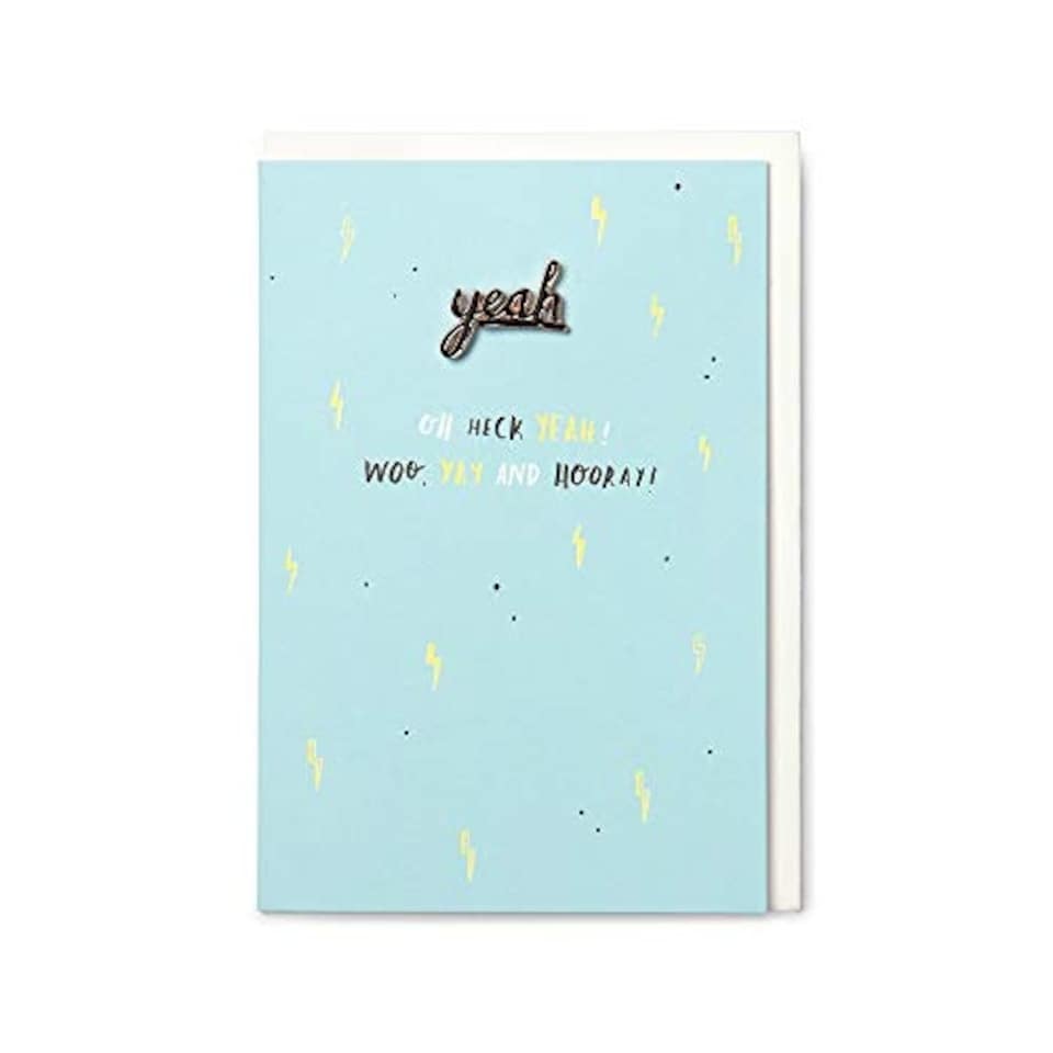 image 1 of Hotchpotch Oh Heck Yeah! Woo Yay and Hooray! Card with Enamel 'Yeah' Pin