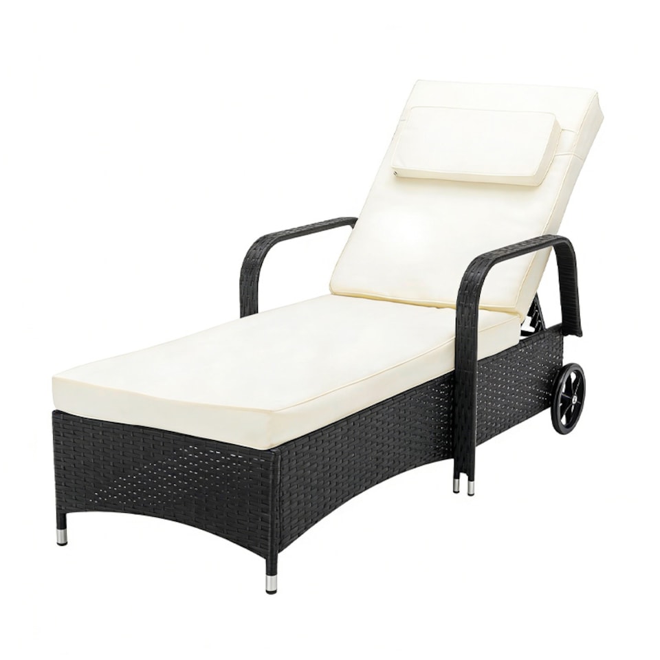 image 1 of Rattan Sun Lounger Bed with Reclining function Garden and Outdoor