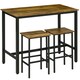 image 1 of HOMCOM 3-Piece Industrial Bar Table Set, Table and 2 Chairs Rustic Brown