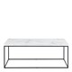 image 2 of Barossa Coffee Table with White Marble Effect Top & Black Steel Base 110x55x45cm