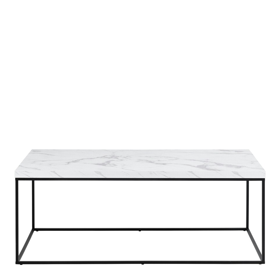 image 1 of Barossa Coffee Table with White Marble Effect Top & Black Steel Base 110x55x45cm