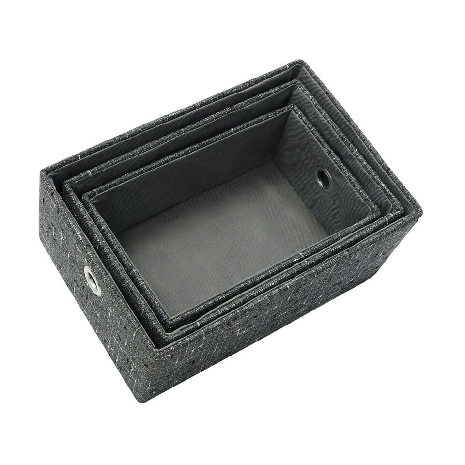 image 1 of JVL Shadow Rectangular Fabric Storage Baskets, Set of 3 | Multi