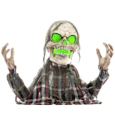 HOMCOM 70c8 Groundbreaker Skeleton Outdoor Halloween Decoration, Halloween Animatronic with Sound Activated, Light Up Eyes, Sound Effects, Animated Prop for Haunted House