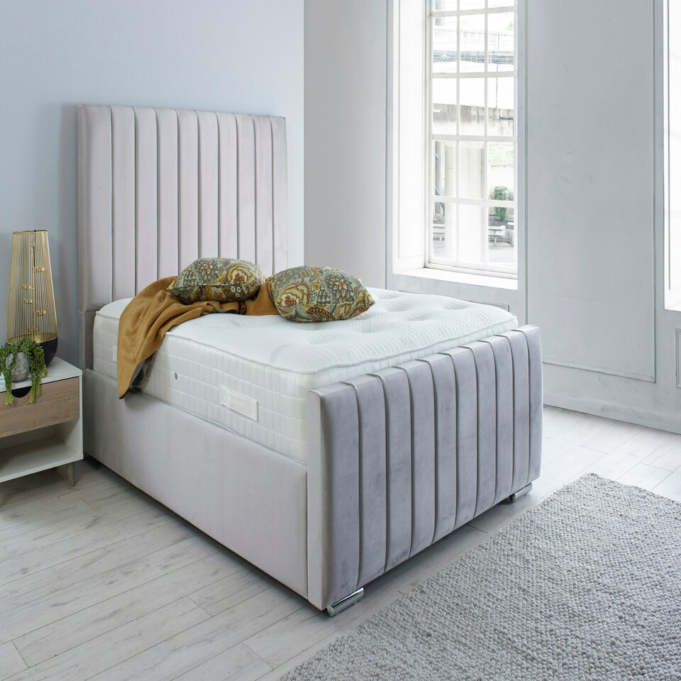 image 1 of Sancia Plush Small Double Bed Frame - Silver