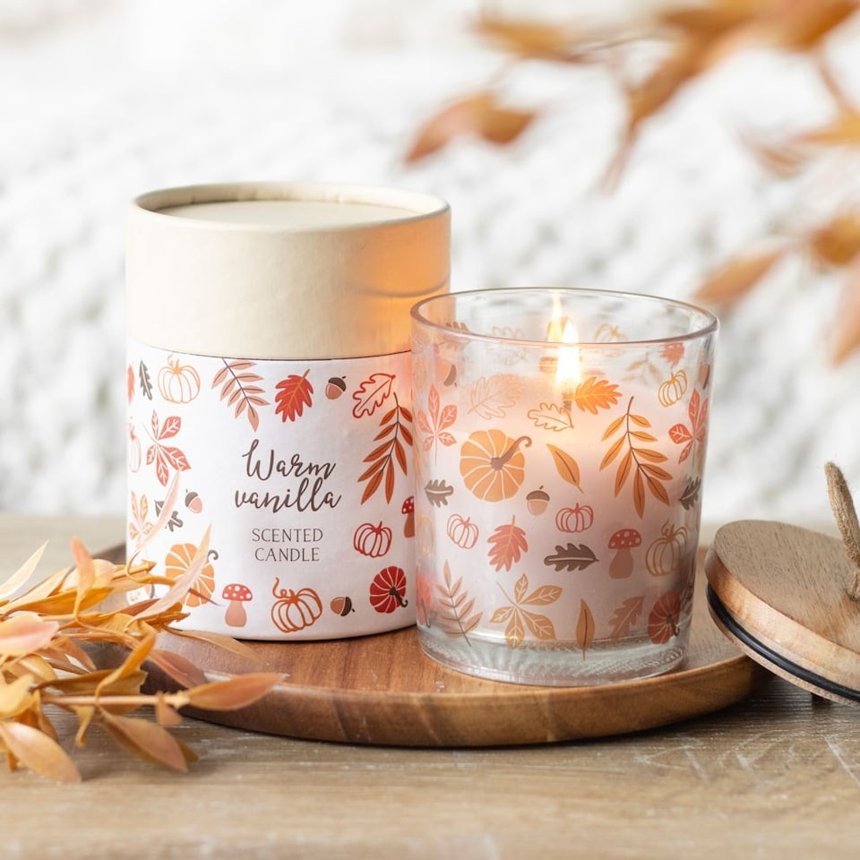 image 1 of Autumn Leaves Warm Vanilla Scented Jar Candle