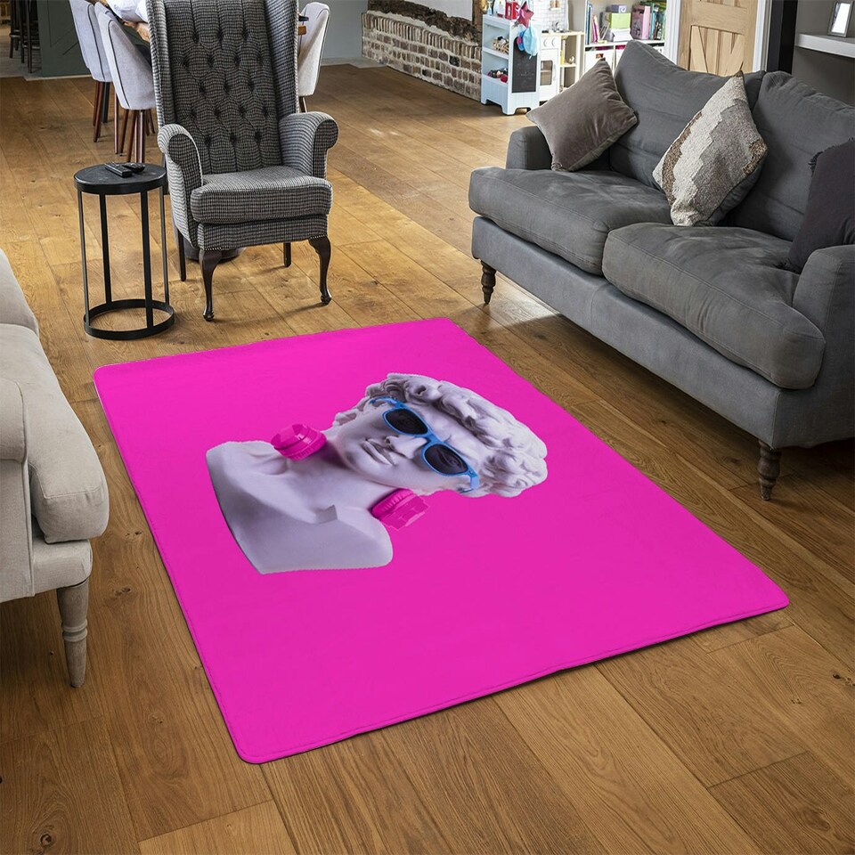 image 1 of Plaster statue of David's head in blue sunglasses (Rug) Pink | S