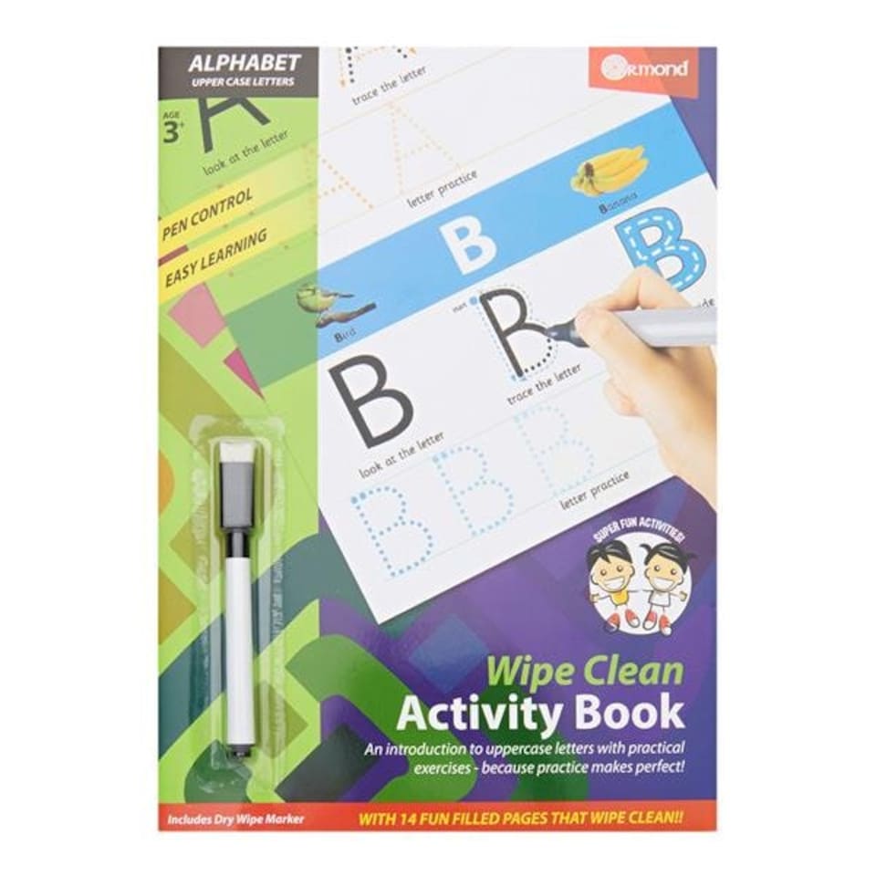 image 1 of A4 14 Pages Wipe Clean Activity Alphabet Book With Pen by Ormond