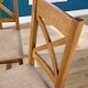 image 3 of Pair Of High Slatted Back Dining Chairs Wool Seat Solid Oak Legs Fully Assembled | Brown