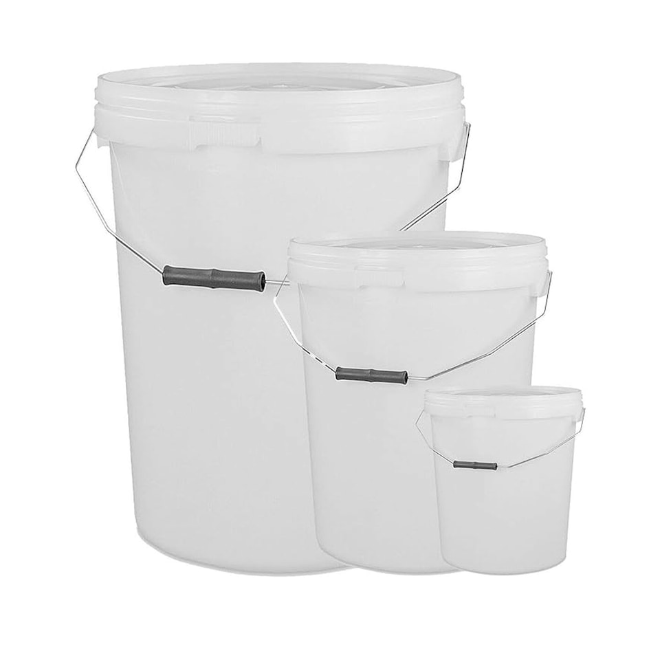 image 1 of 2 x White Strong 20L Hard Wearing Plastic Buckets With Tamper Evident Lids & Handles