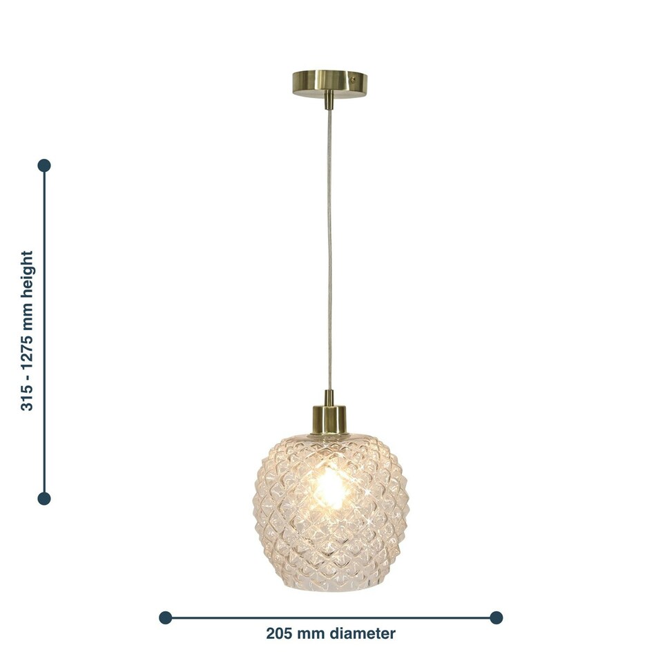 image 1 of First Choice Lighting Set of 2 Baine Clear Textured Glass with Satin Brass Pendant Fittings Bronze | Red