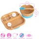 image 7 of Tiny Dining 3pc Bamboo Suction Feeding Set - Segmented/Grey - Divided Non-Slip Bamboo Baby Self-Feeding Dining Weaning Set
