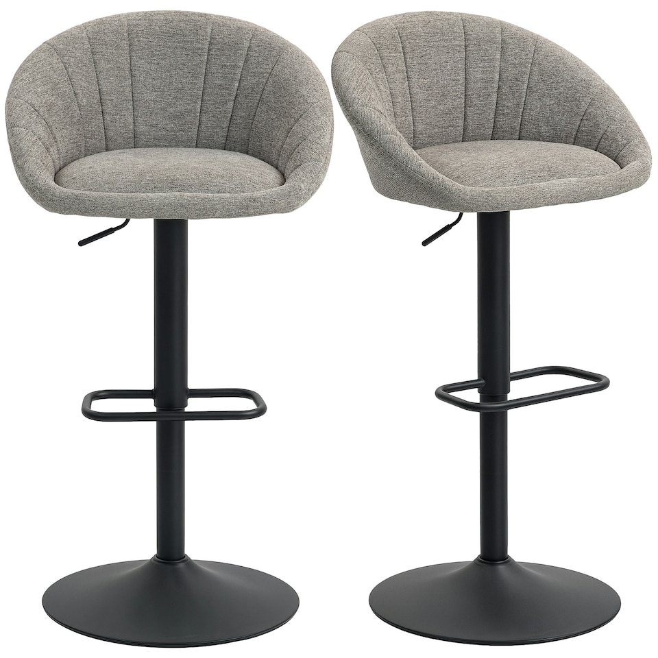 image 1 of HOMCOM Swivel Bar Stools Set of 2 Height Adjustable Bar Chairs Grey | Grey | Adjustable height 62-82 cm | 2