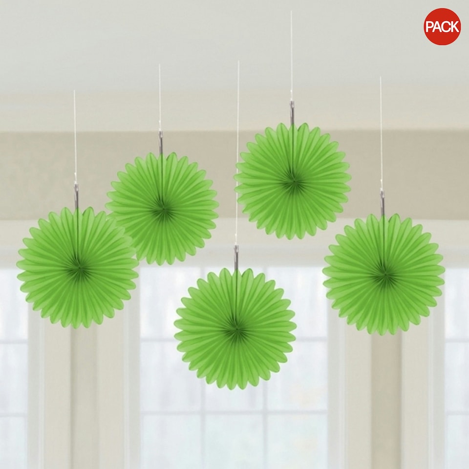 Amscan Mini Fan Paper Decorations (Pack Of 5) - Kiwi Green - One Size