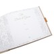 image 6 of Natural Linen Fabric Wedding Day Guest Book with Shiny Gold Rings