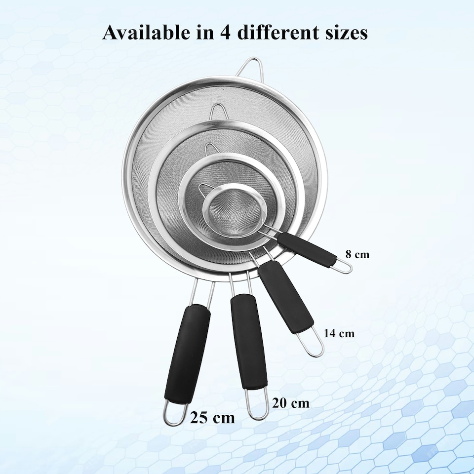 image 1 of Buckingham Stainless Steel Fine Mesh Sieve Strainer 26 cm Black Handle