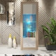 image 2 of Display Cabinet Bookcase Sideboard Storage Cabinet Cupboard Oak White High Gloss LED 170cm