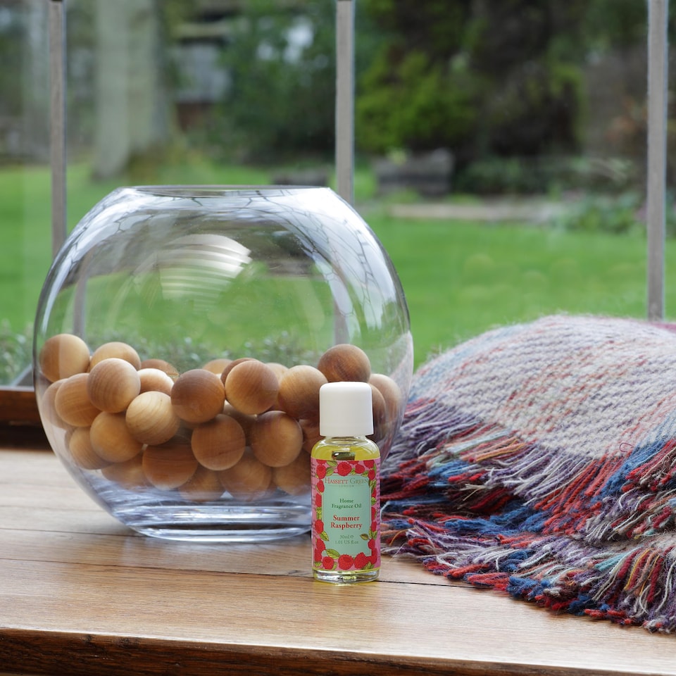 image 1 of Hassett Green London - Summer Raspberry - Scented Wooden Balls Pack of 12 plus 30ml Bottle of Home Fragrance Oil for Refreshing - Alternative to Pot Pourri, Diffusers, Sachets and Drawer Liners