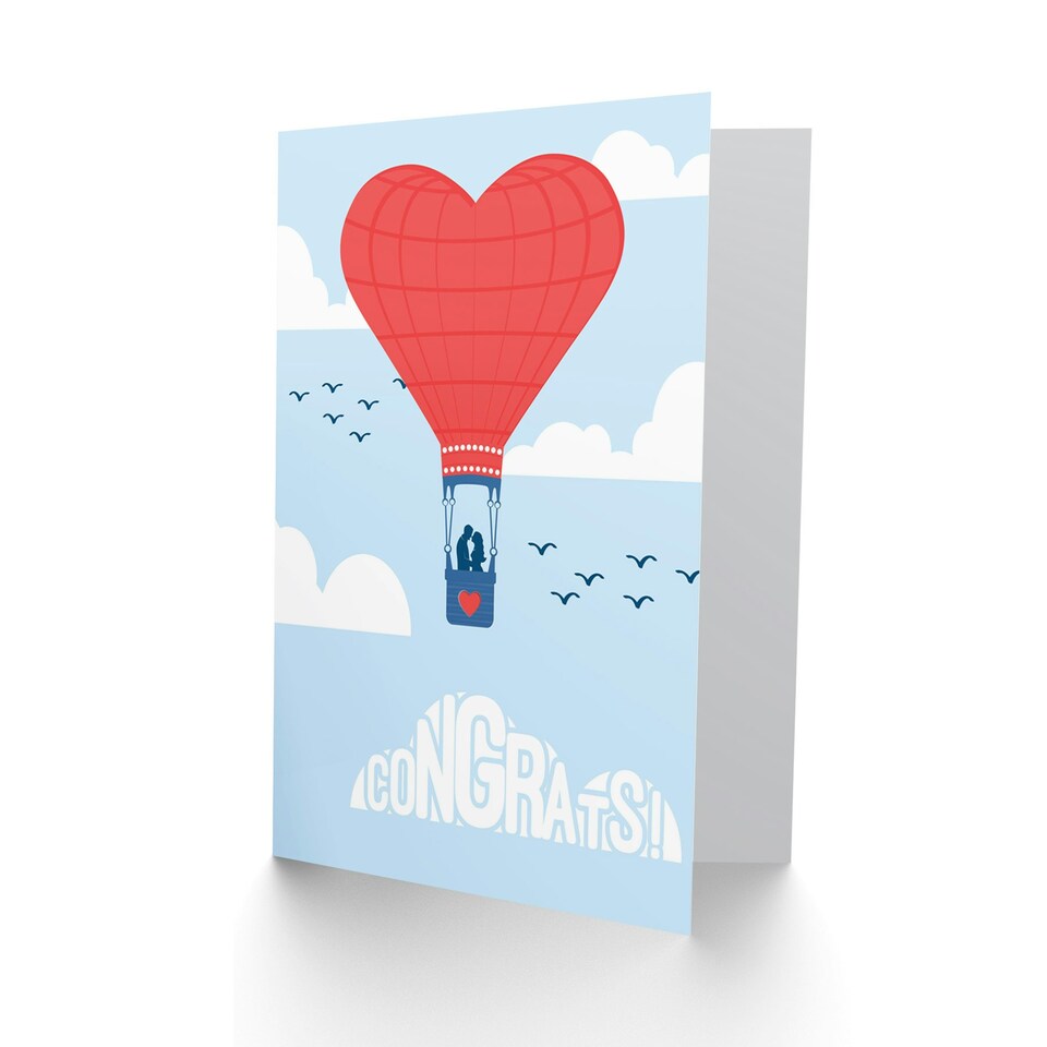 image 1 of Congrats Hot Air Balloon Congratulations Engagement Card