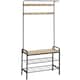 image 1 of Coat Stand - shoe rack, seat, 2 shelves and 9 coat hooks | Brown | industrial wood light, oak Sonoma | One Size | 1