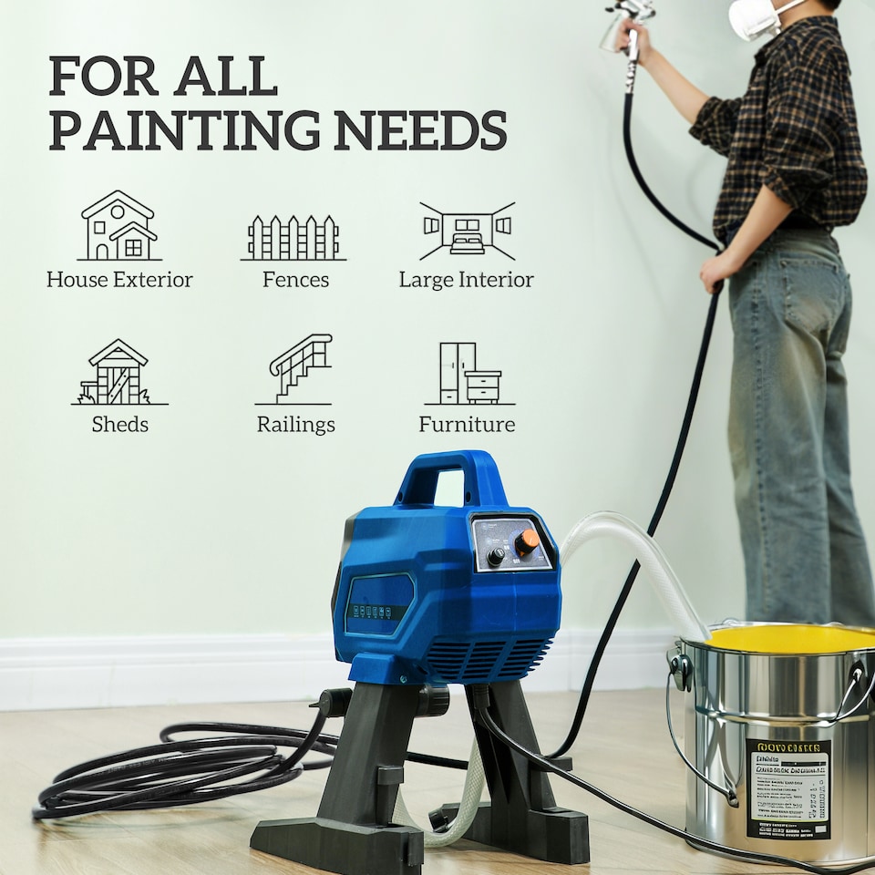 image 1 of HOMCOM Wall Spray Gun, Airless Paint Sprayer for Wall Painting, 200 Bar | Blue