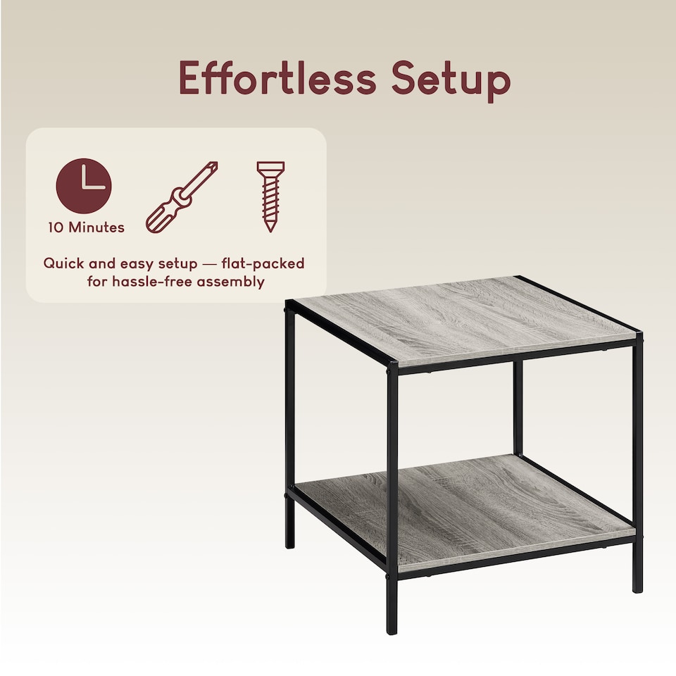 image 1 of Vida Designs Brooklyn End Table Industrial Sofa Side Bedside Table, Grey