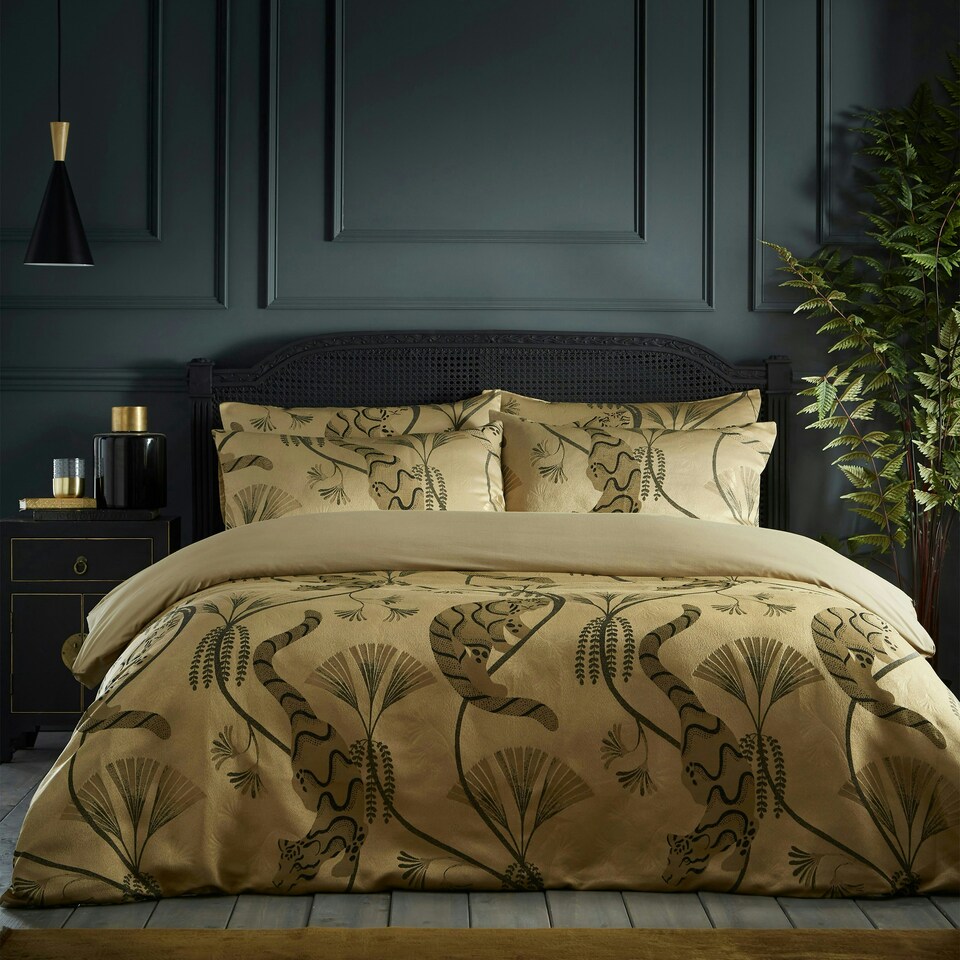 image 1 of Paoletti Moondusk Exotic Animal Jacquard Super King Duvet Cover Set