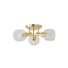 ValueLights Calpe 3 Way Brass Ceiling Spotlight Ribbed Clear Shades | Bronze