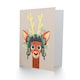 image 2 of Stag Cartoon With Scottish Tartan Hat Child Kids Birthday Card