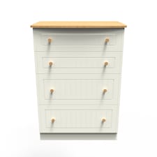 Lancaster 4 Drawer Deep Chest of Drawers in Cream Ash & Oak (Ready Assembled) | Cream | Cream Ash & Oak