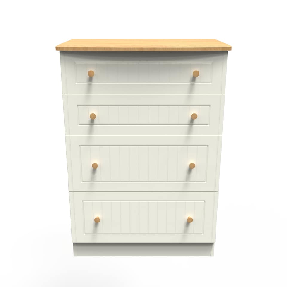 image 1 of Lancaster 4 Drawer Deep Chest of Drawers in Cream Ash & Oak (Ready Assembled) | Cream | Cream Ash & Oak