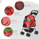 image 5 of PawHut Pet Stroller Foldable Travel Carriage w/ Brake Basket Canopy, Red