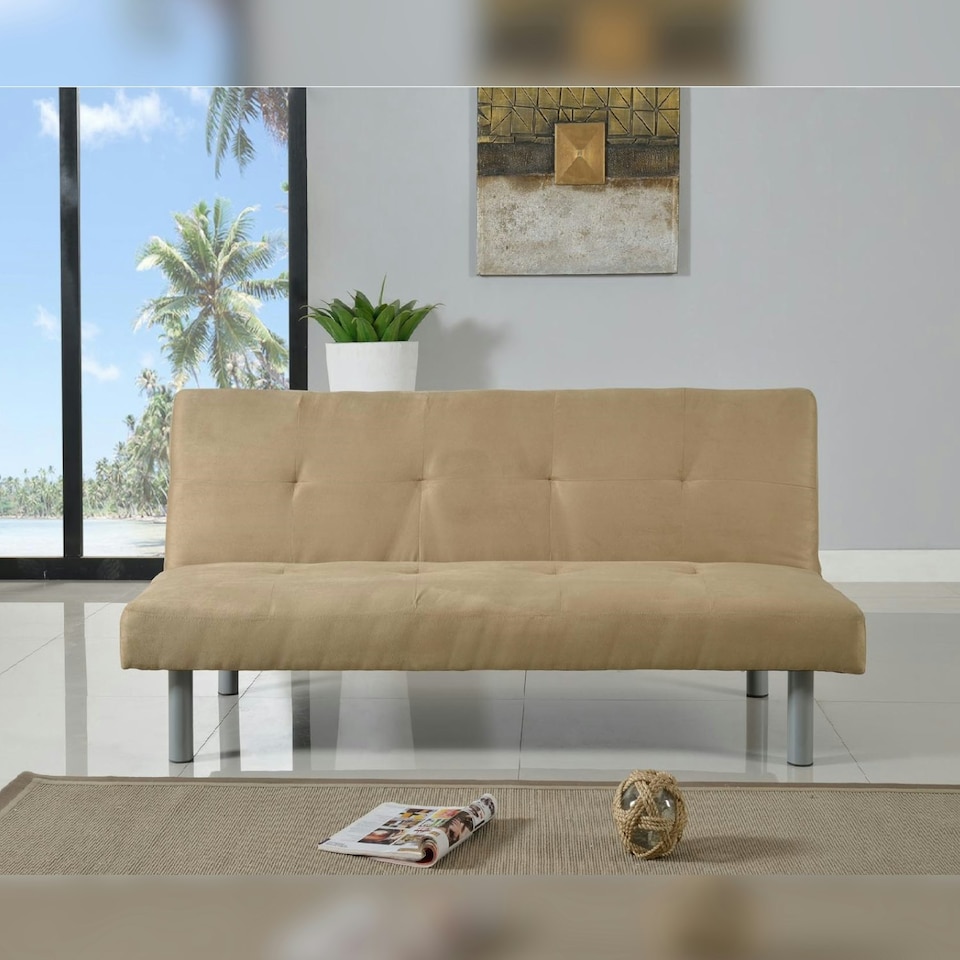 image 1 of Faux Suede Clic Clac Sofa Bed In Cream
