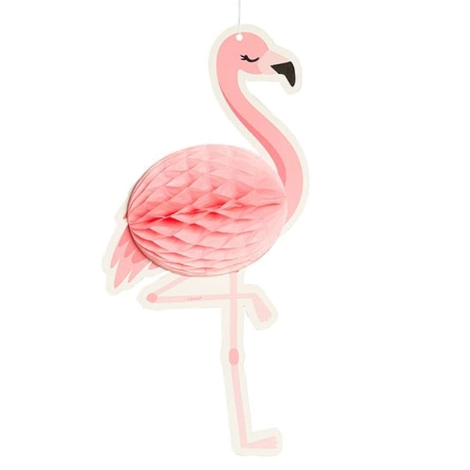 Flamingo Hawaiian Honeycomb Hanging Decoration 27cm
