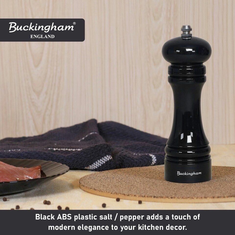 image 1 of Buckingham Black ABS Plastic Classic Salt / Pepper Mill