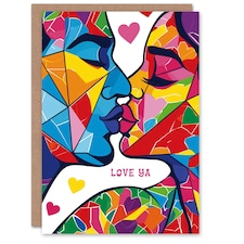 Love Ya Kiss Casual Abstract Anniversary Valentines Her Wife Card