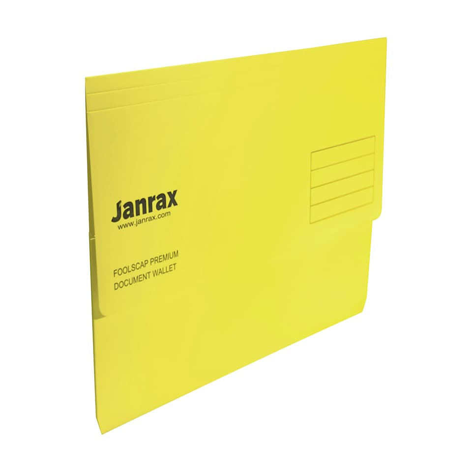image 1 of Pack of 10 Yellow Card Premium Foolscap Document Wallets